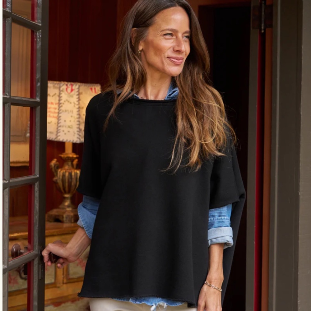 Frank & Eileen Black Capulet Triple Fleece Top One Size